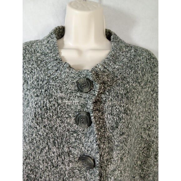 Croft & Barrow large Green White button up sweater 3/4  Mock Neck - Picture 3 of 11